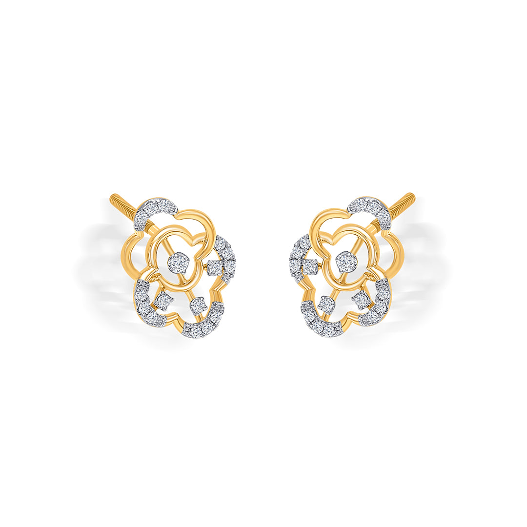 nebula gold & diamond stud earring for women