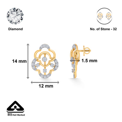 Nebula Gold & Diamond Stud Earring For Women