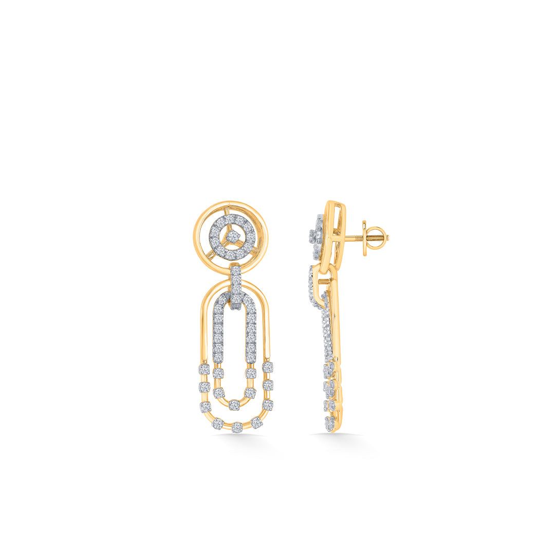 ovoide gold & diamond drops & dangler earring for women