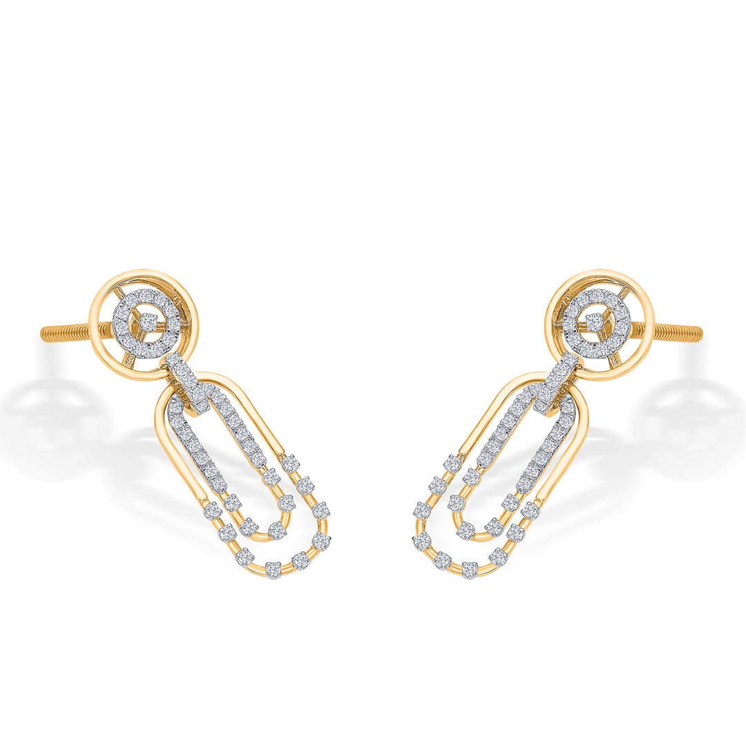 ovoide gold & diamond drops & dangler earring for women