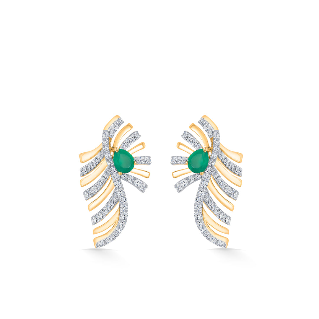 Zayana Fern Gold & Diamond Stud Earring