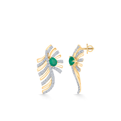 Zayana Fern Gold & Diamond Stud Earring