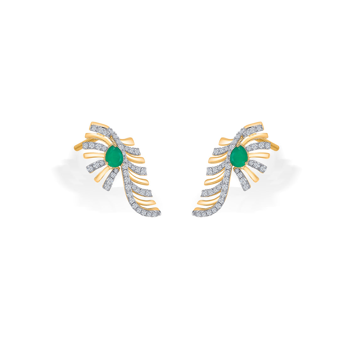zayana fern gold & diamond stud earring