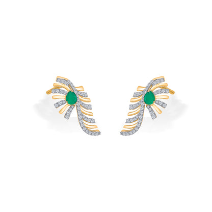 Zayana Fern Gold & Diamond Stud Earring
