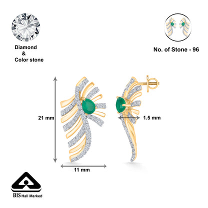 Zayana Fern Gold & Diamond Stud Earring