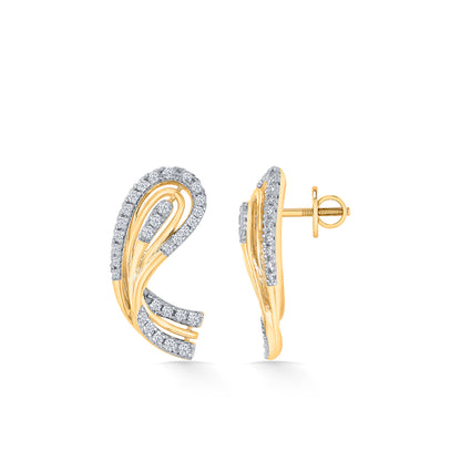 Aabhira Twirl  Gold & Diamond Stud Earring