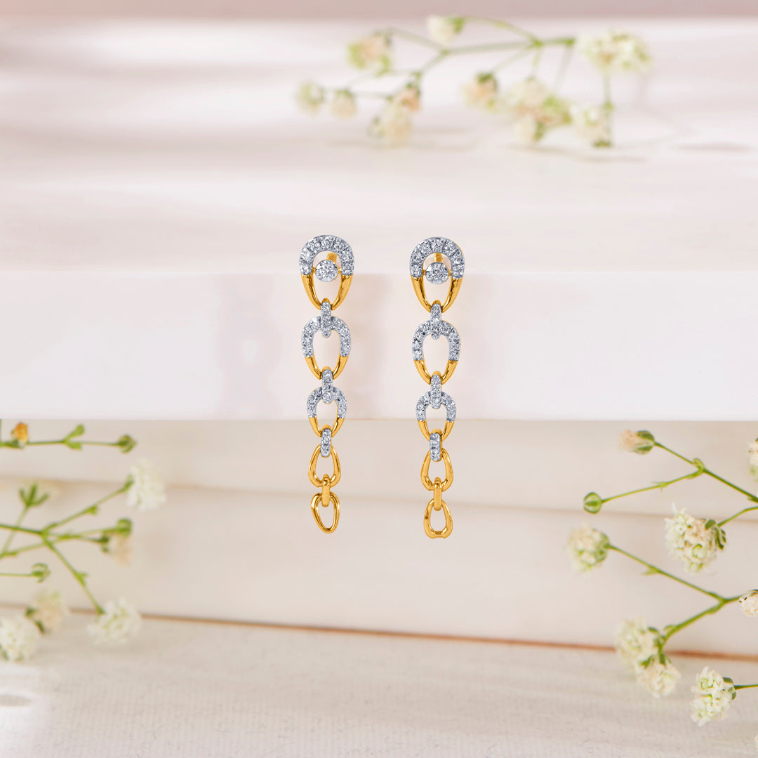 Linked Grace Gold Dangler Earring For Women