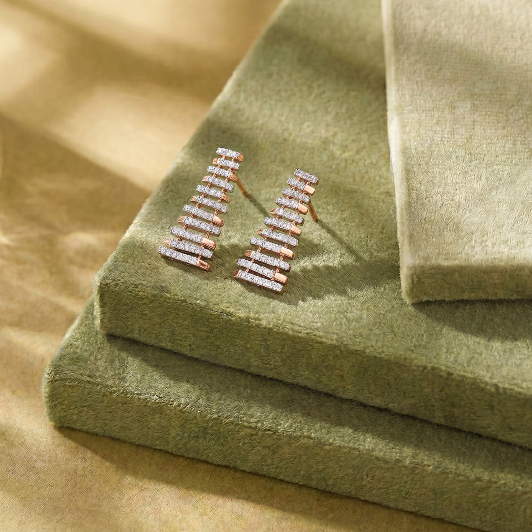 Arinya Lattice Rose Gold Diamond Earring