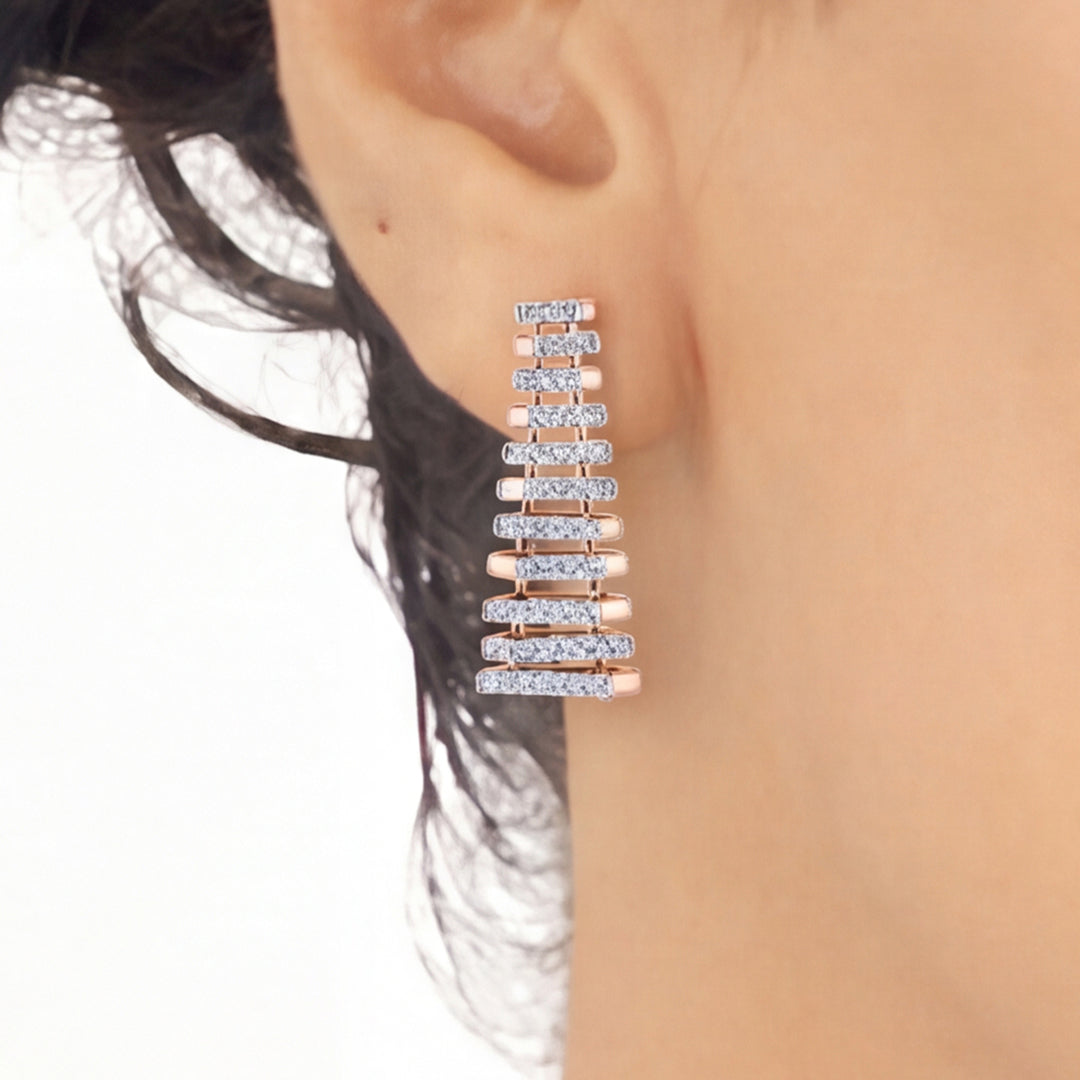 Arinya Lattice Rose Gold Diamond Earring