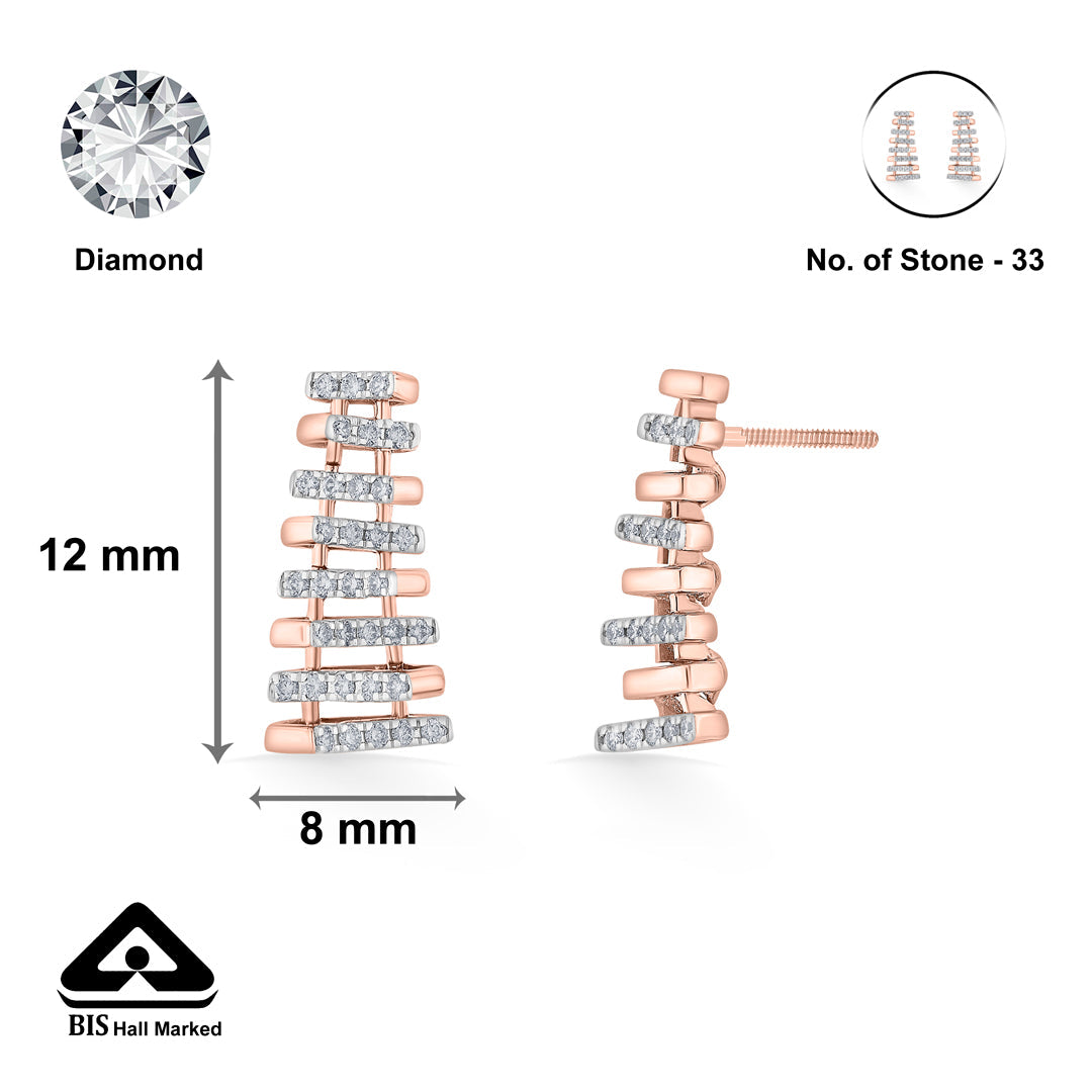 Arinya Grille Rose Gold Diamond Earring