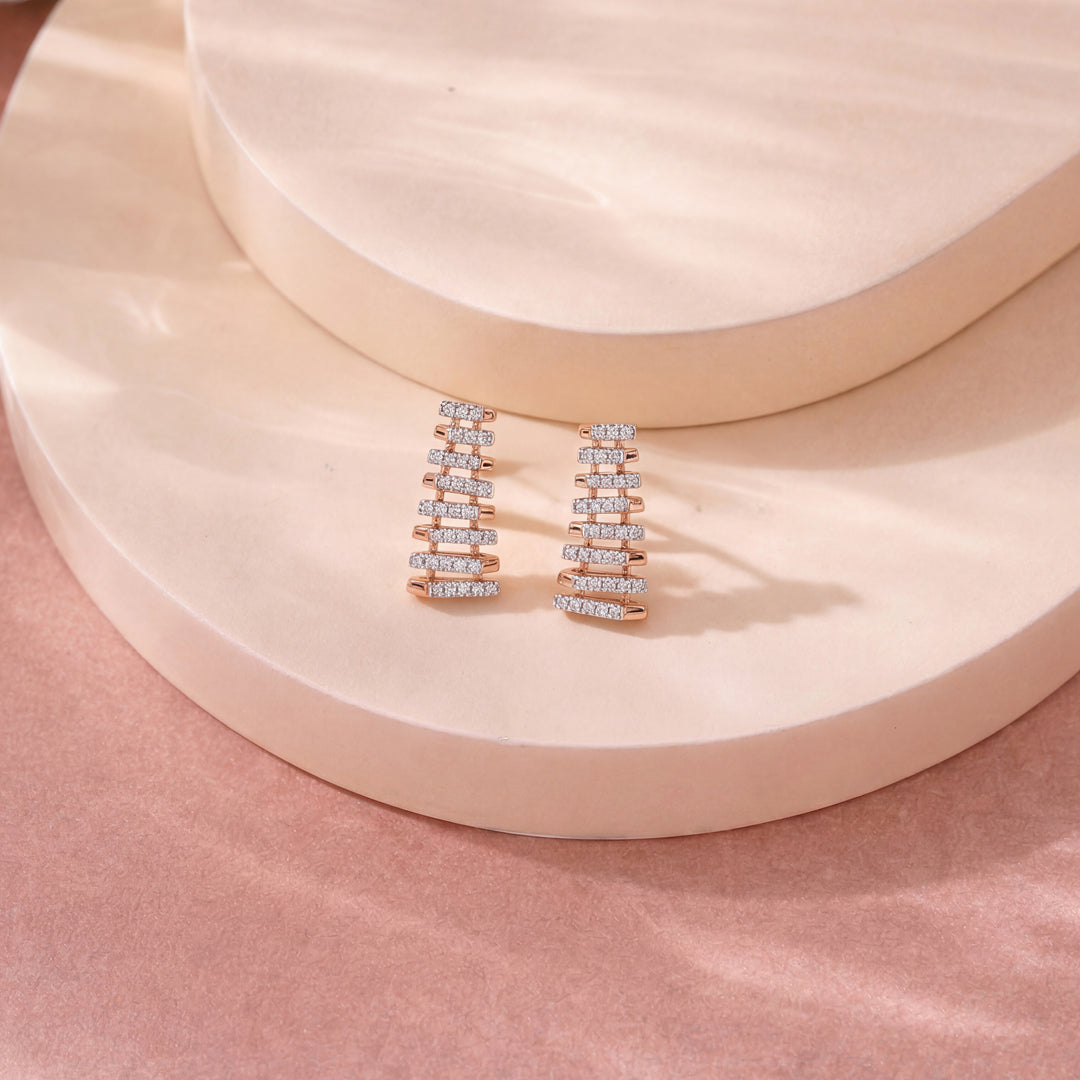 Arinya Grille Rose Gold Diamond Earring