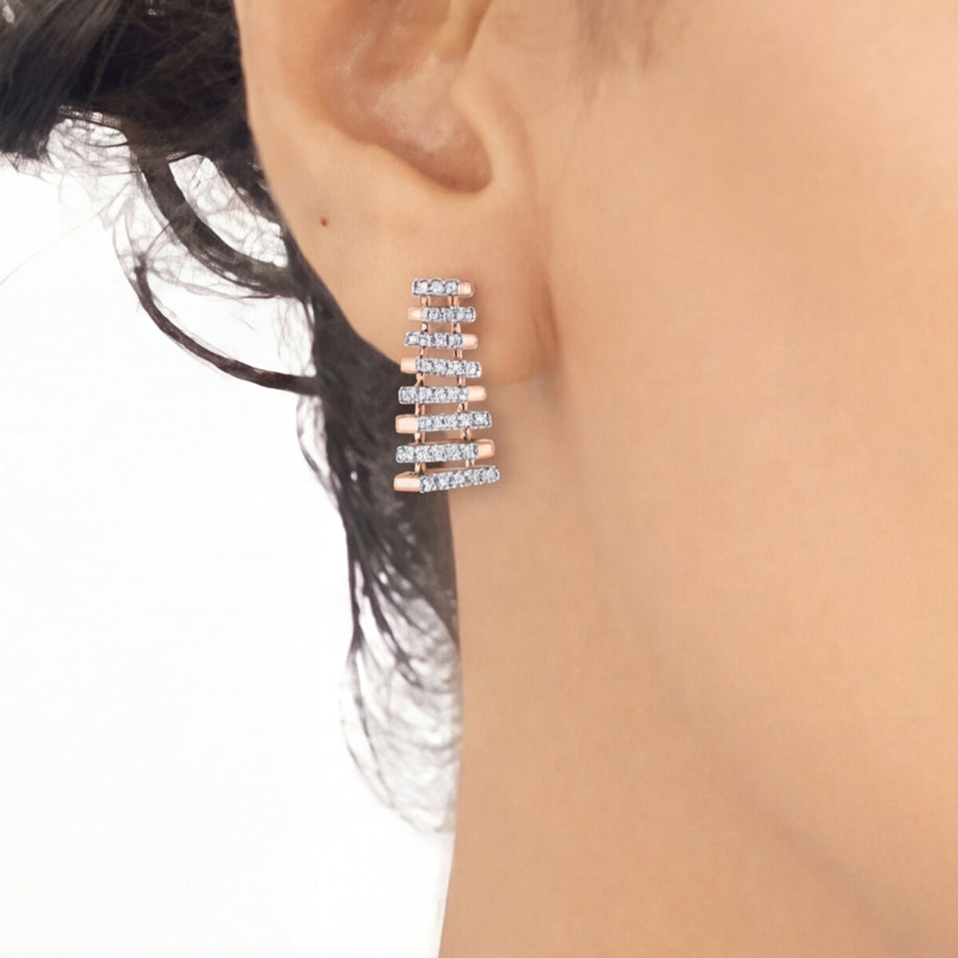 Arinya Grille Rose Gold Diamond Earring