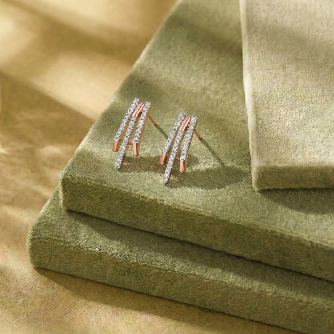 Arinya Module Rose Gold Diamond Earring
