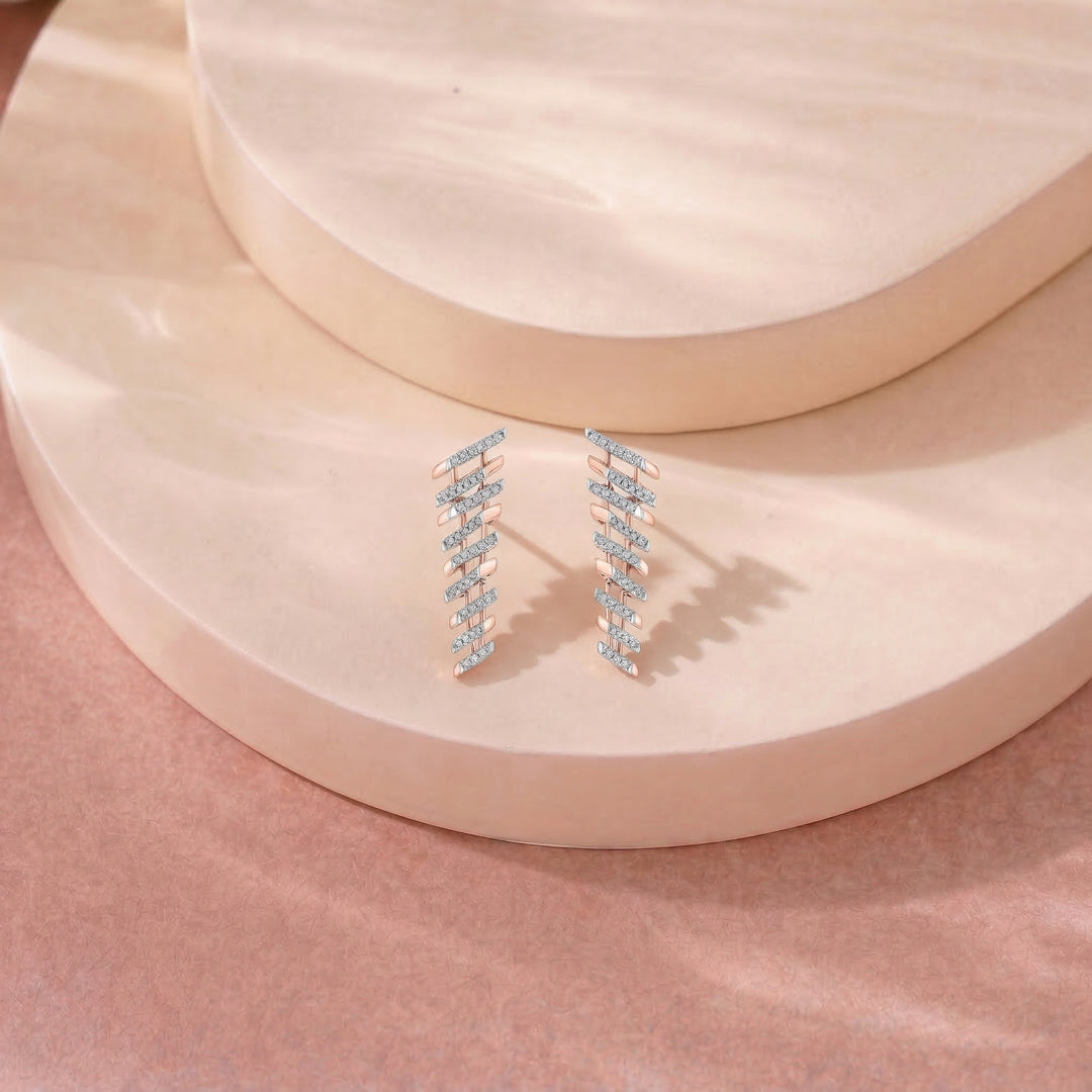 Arinya Tracery Rose Gold Diamond Earring