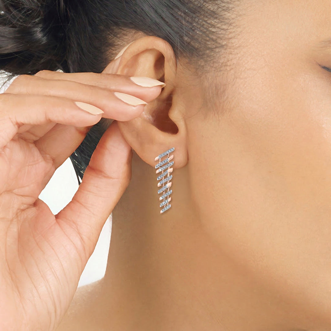 Arinya Tracery Rose Gold Diamond Earring