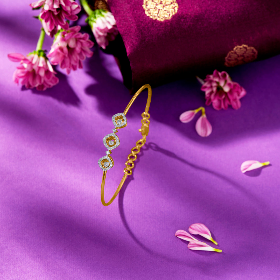 Royal Bloom Gold & Diamond Bracelet For Women