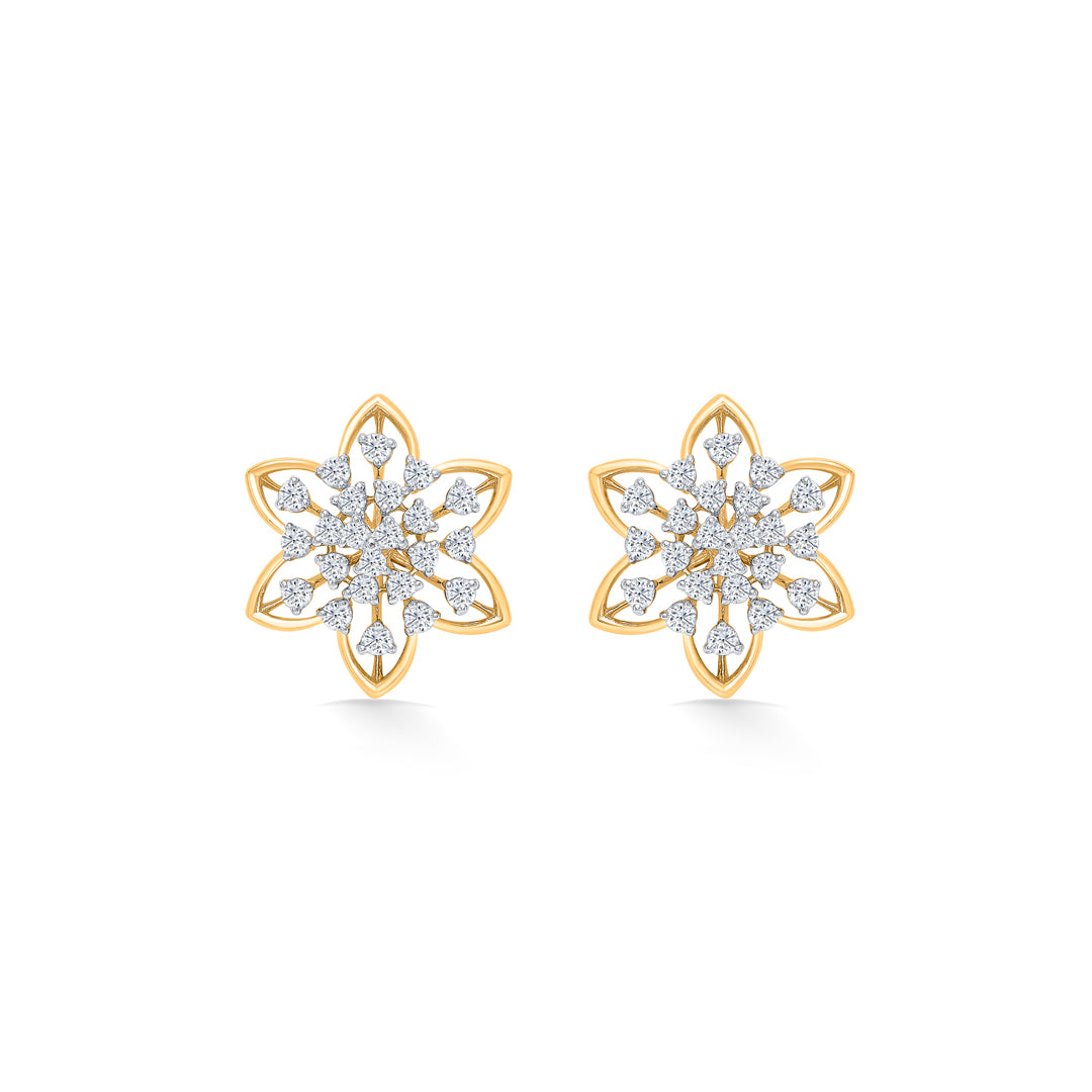 Flora Stud Gold & Diamond Earring For Women