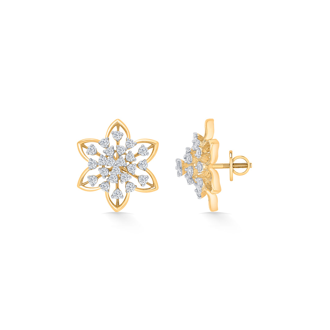 flora stud gold & diamond earring for women