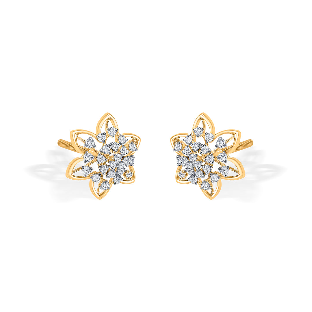 flora stud gold & diamond earring for women