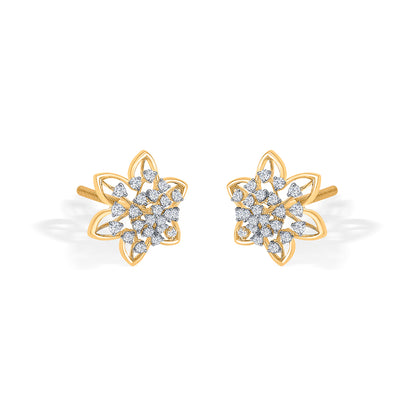 Flora Stud Gold & Diamond Earring For Women