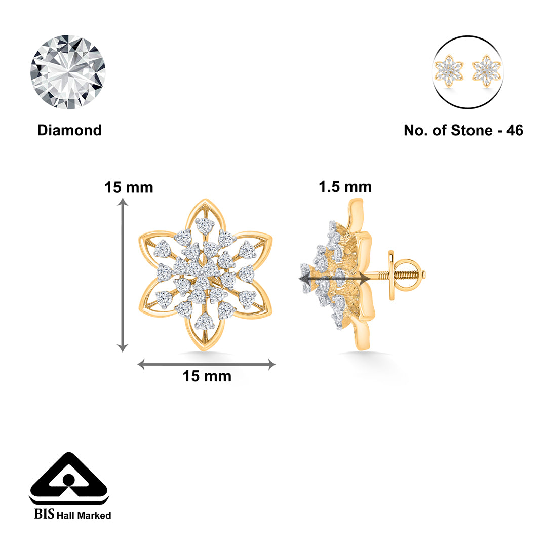 flora stud gold & diamond earring for women