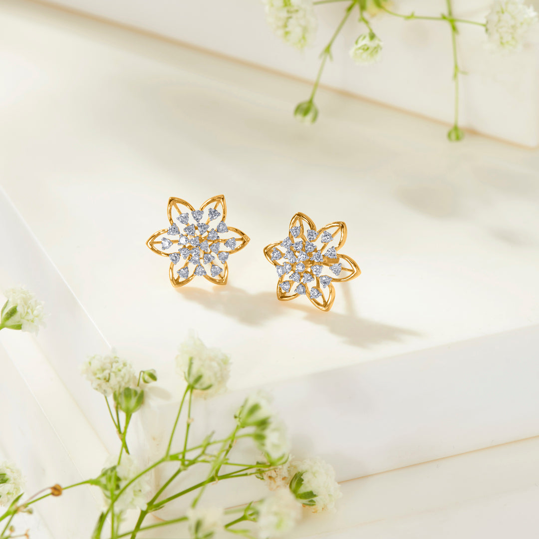 Flora Stud Gold & Diamond Earring For Women