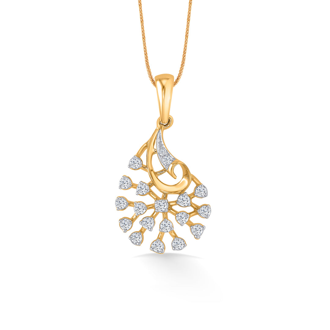 Twinkling Blossom Classic Gold and Diamond Pendant for Women