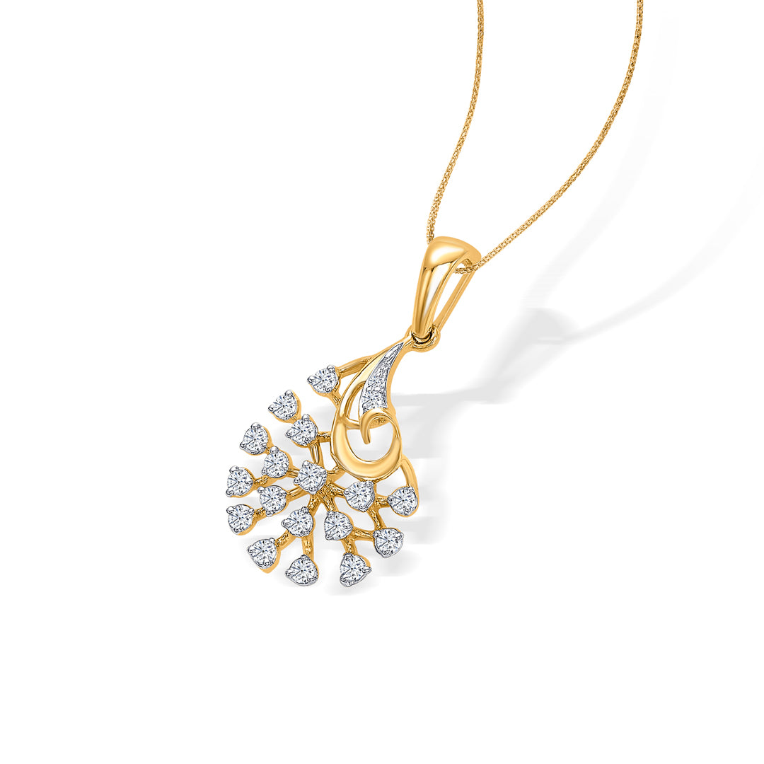 twinkling blossom classic gold and dia pendant for woman