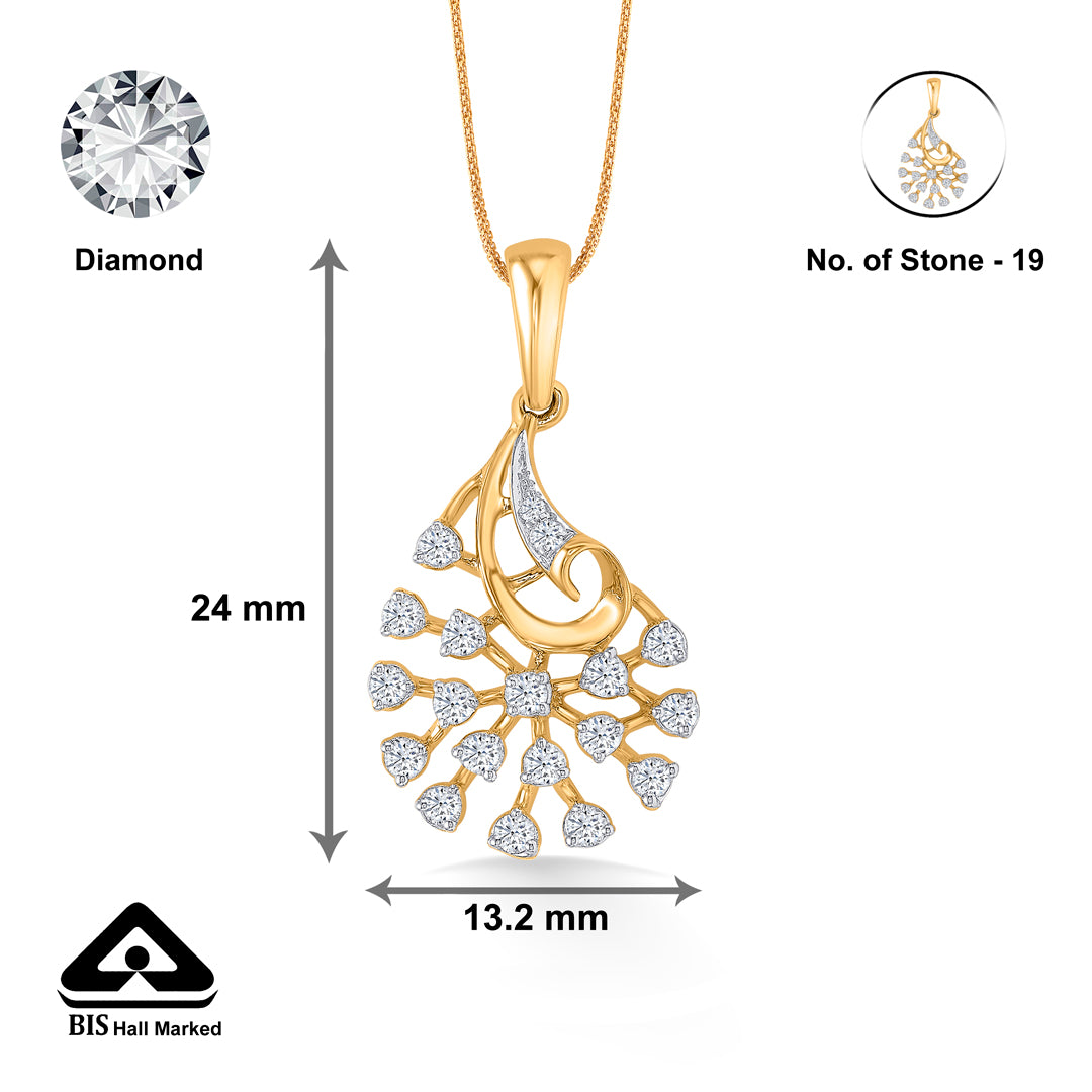 twinkling blossom classic gold and dia pendant for woman