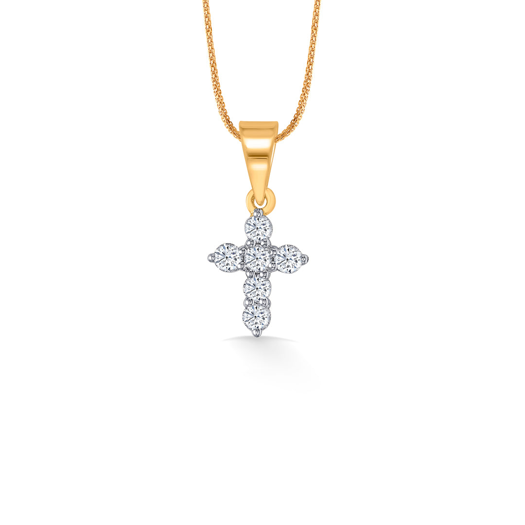 Guardian Cross Classic Gold and Diamond Pendant for Women