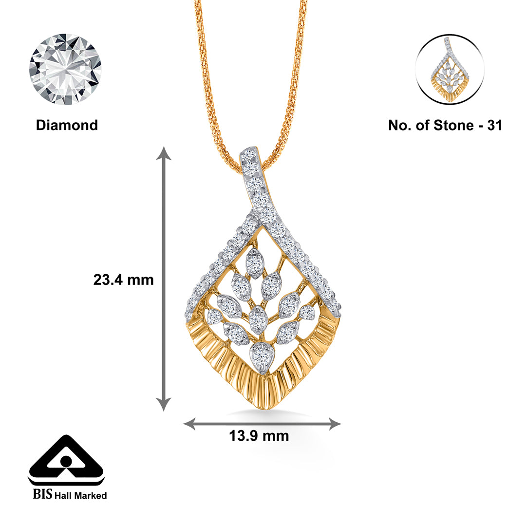 sunlit fern classic gold and dia pendant for woman