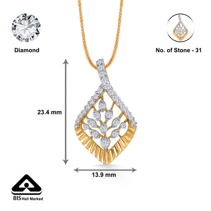 Sunlit Fern Classic Gold and DIA Pendant for Woman