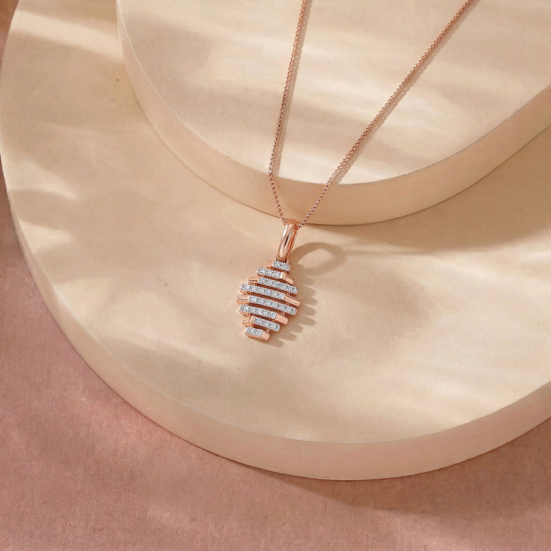 Arinya Laminae Rose Gold Diamond Pendant