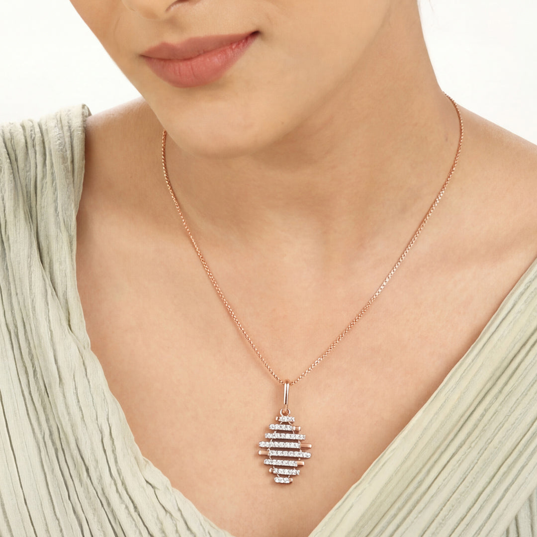 Arinya Laminae Rose Gold Diamond Pendant
