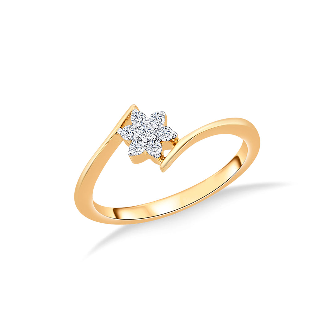 Tiny Flora Yellow Gold & Diamond Ring for Women