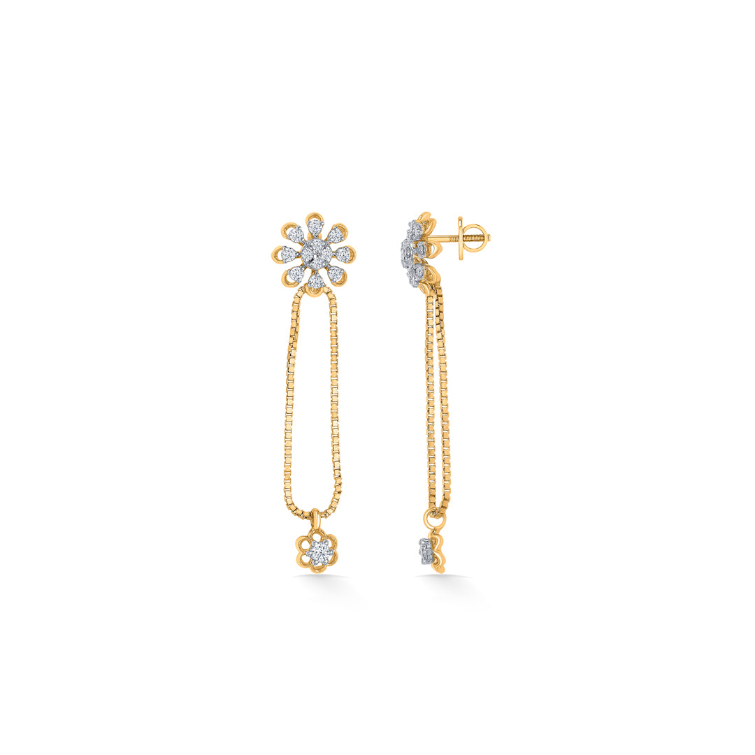 florette fall gold & diamond drops & dangler earring