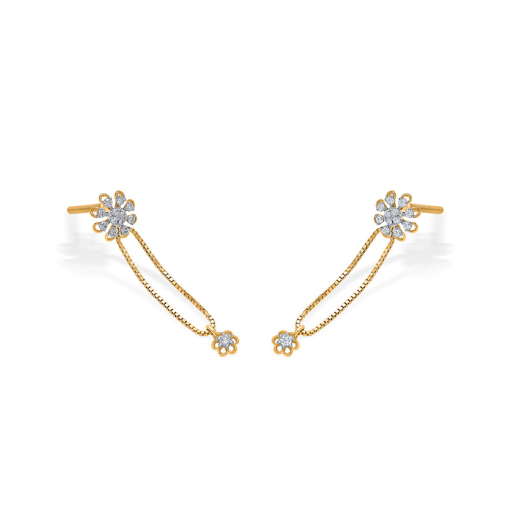 florette fall gold & diamond drops & dangler earring