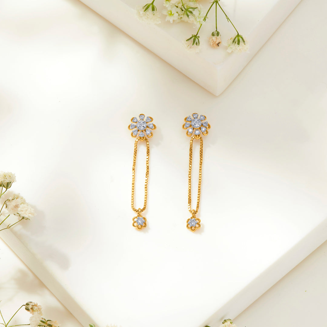 florette fall gold & diamond drops & dangler earring