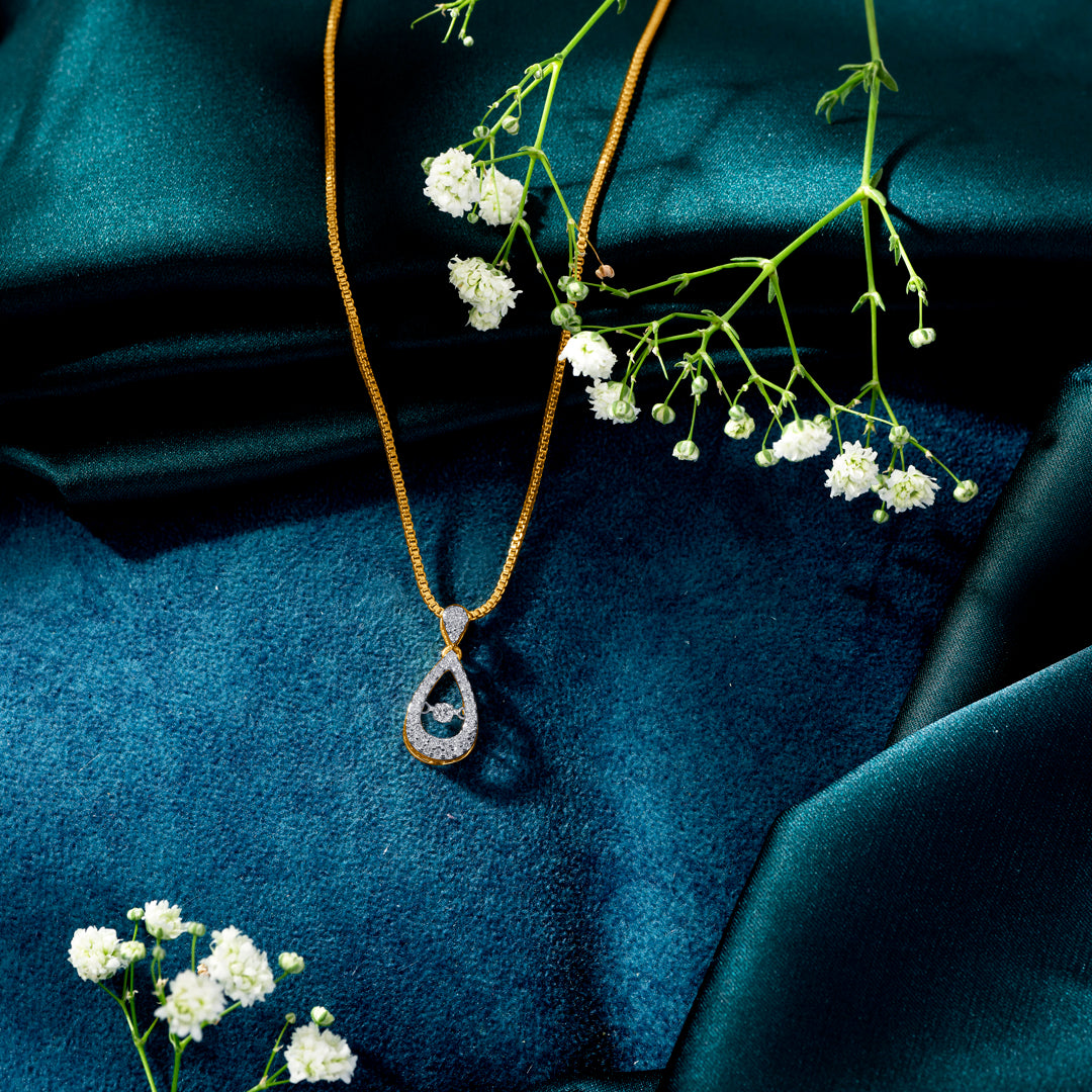 Celestial Dew Classic Gold and Diamond Pendant for Women