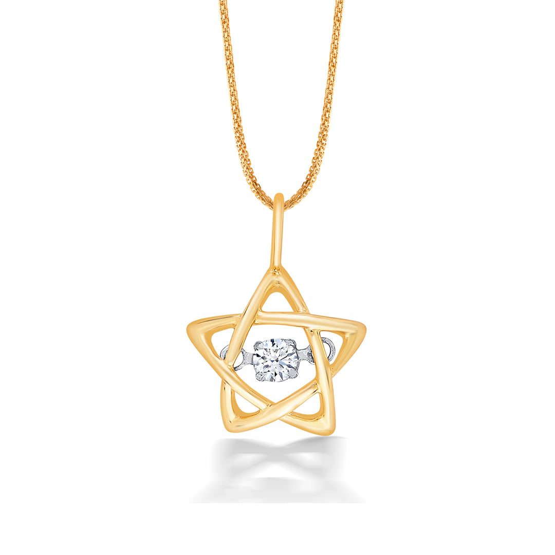 Shining Star Yellow Gold & Diamond Casual Pendant