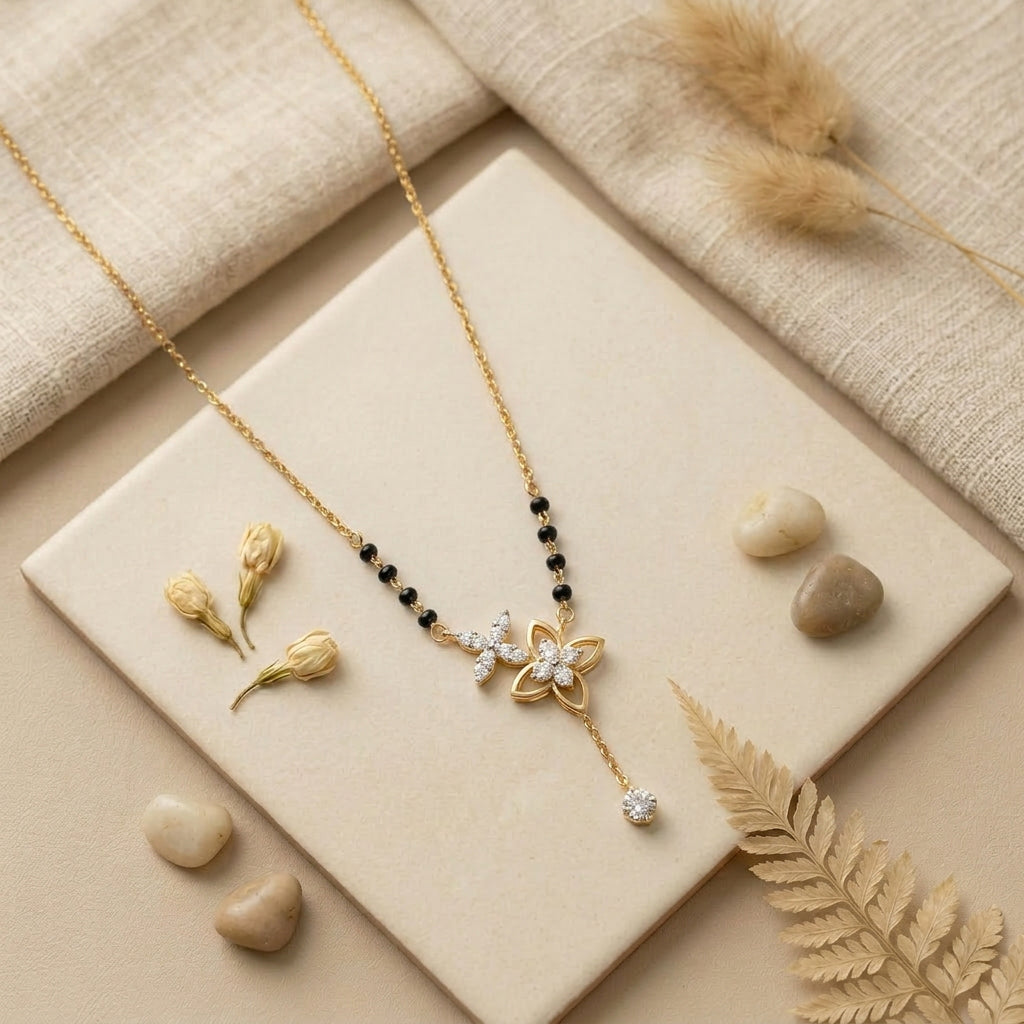 Floral Harmony 9kt Diamond Mangalsutra
