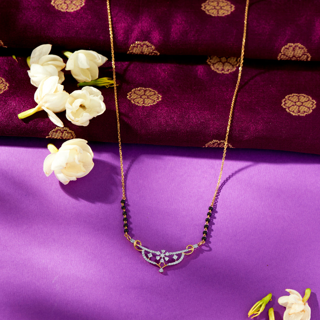 Shining Affection Gold & Diamond Modern Mangalsutra For Women