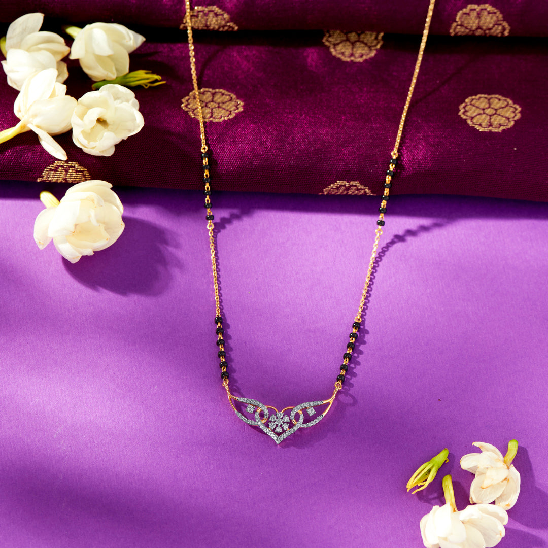 Sacred Affection Gold & Diamond Modern Mangalsutra For Women