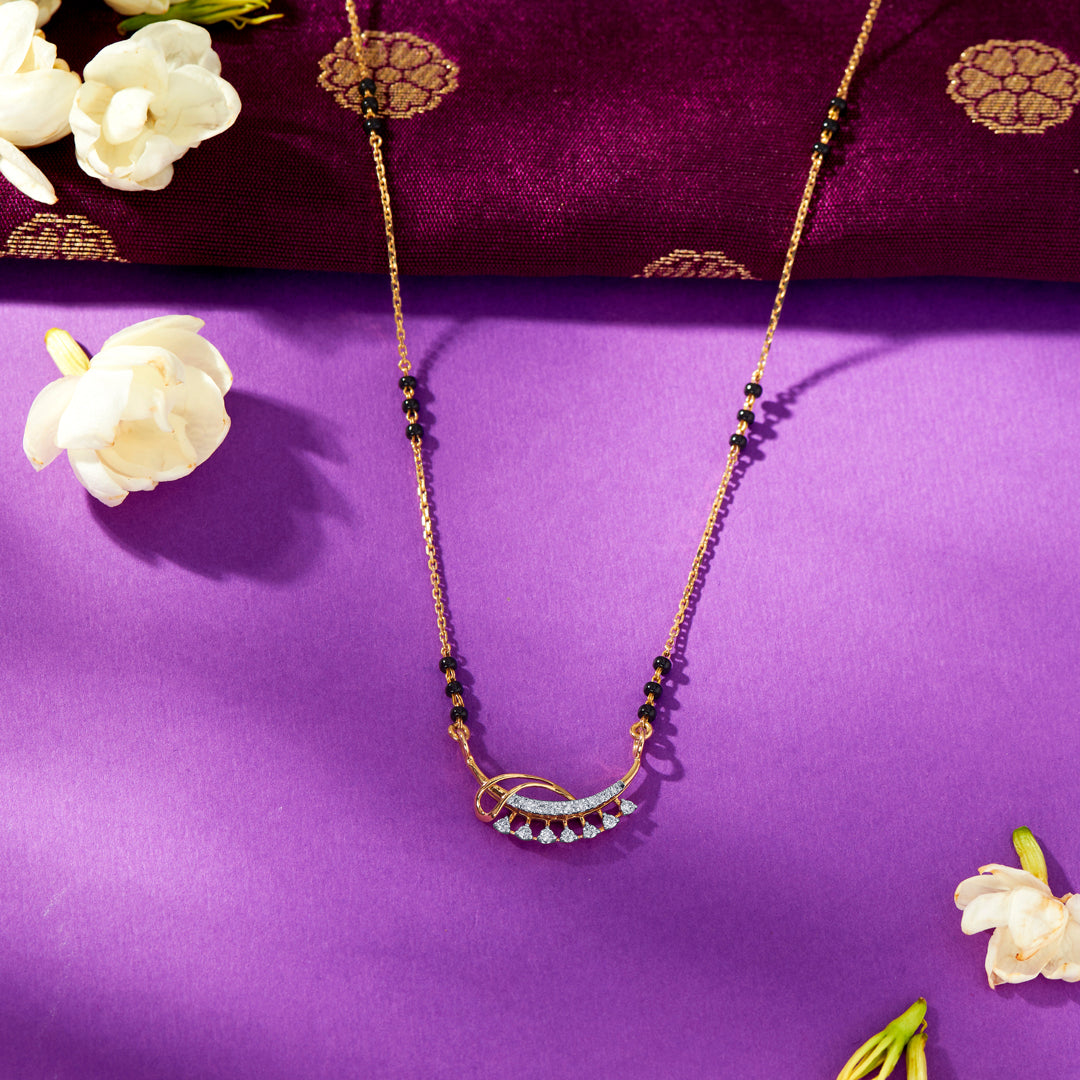 Zen Embrace Gold & Diamond Modern Mangalsutra For Women