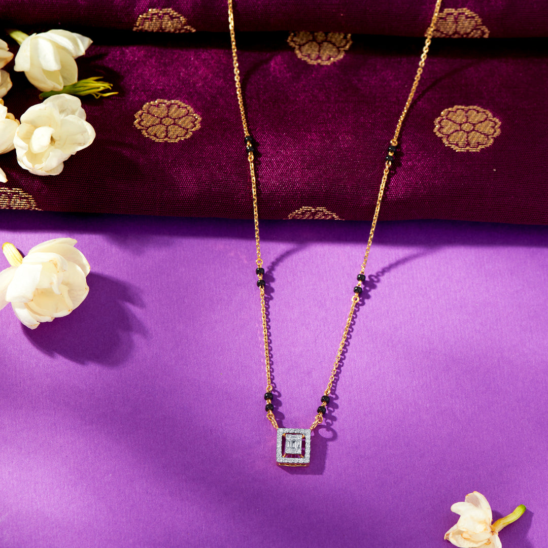 Cubic Spark Gold & Diamond Modern Mangalsutra For Women