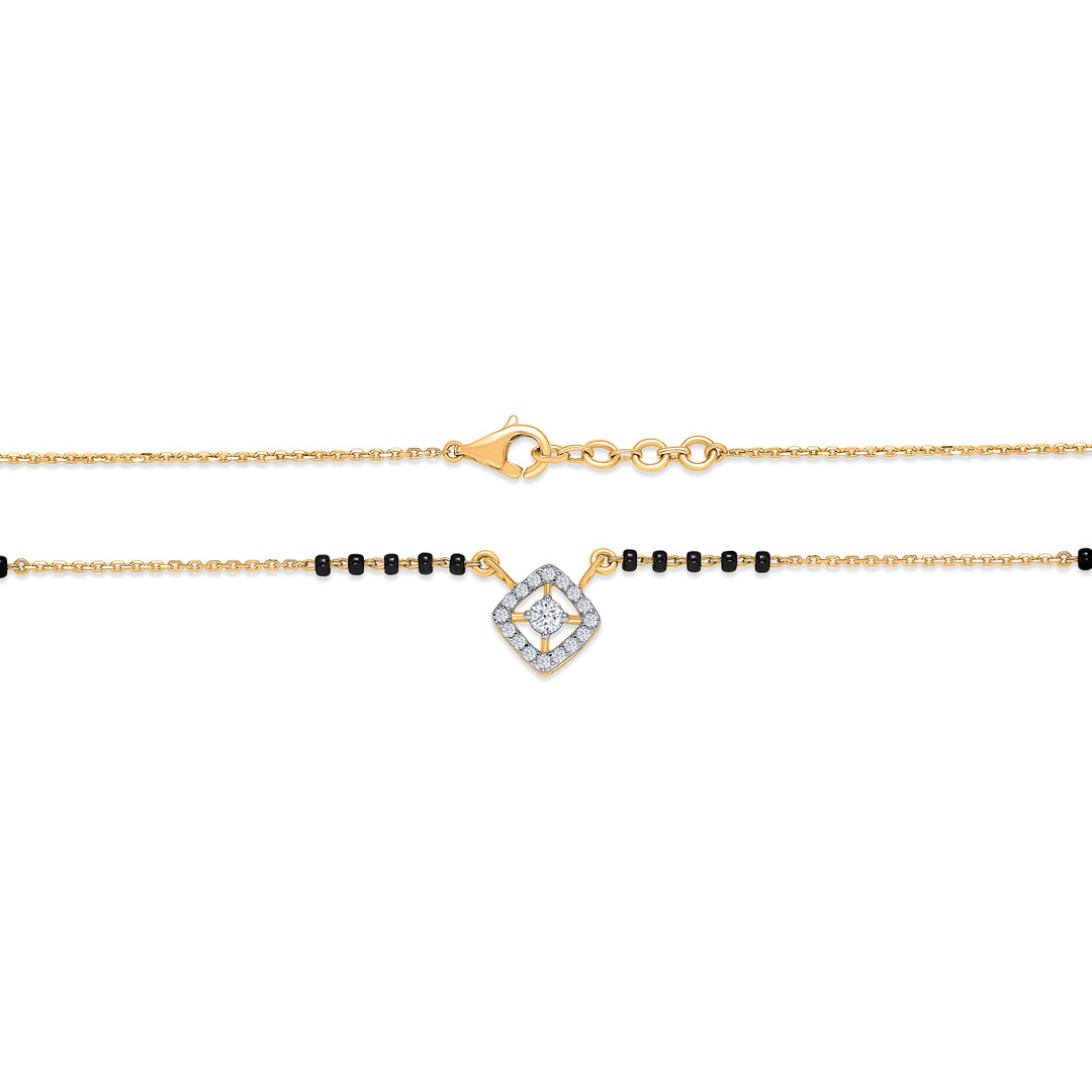 stellar square gold & diamond modern mangalsutra for woman
