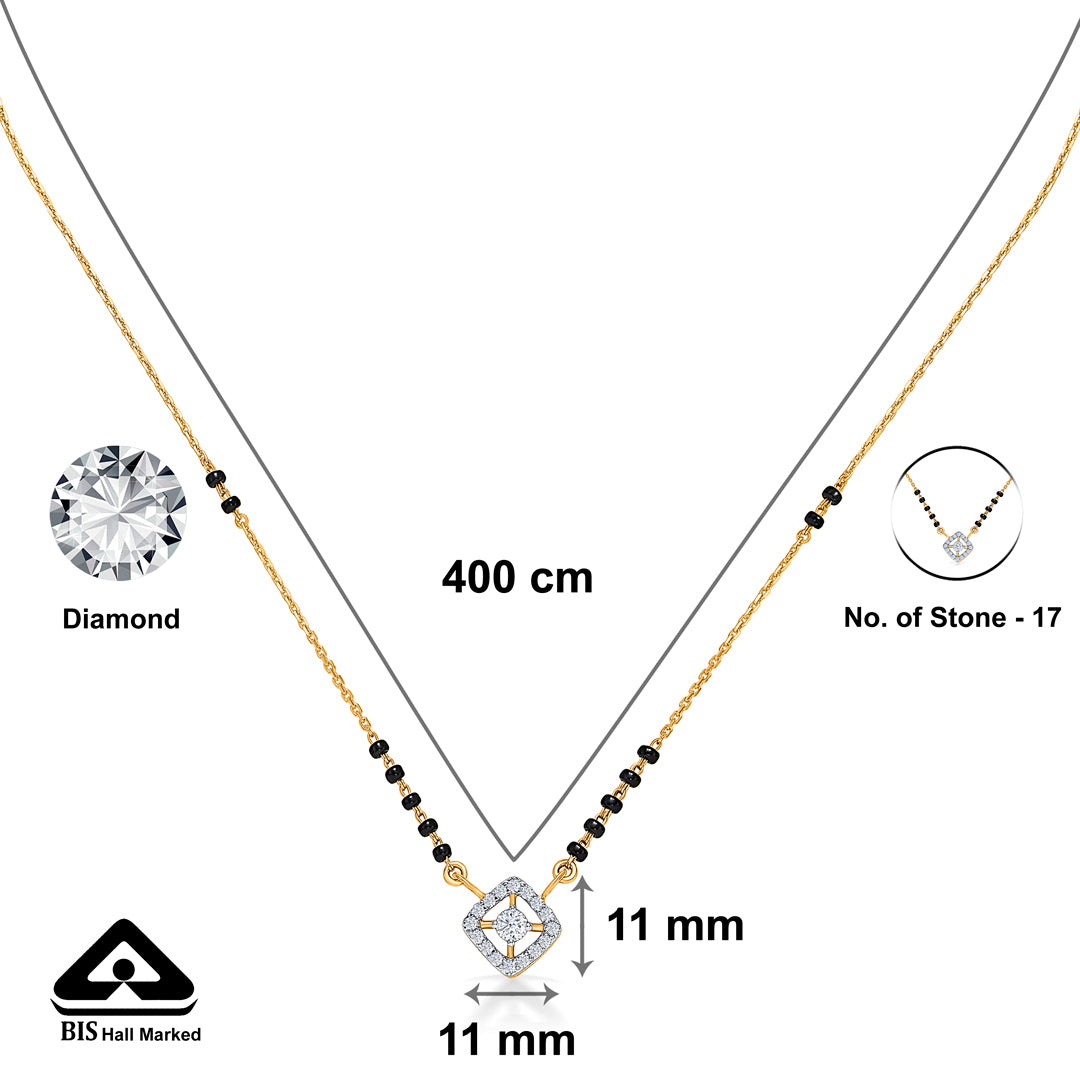 stellar square gold & diamond modern mangalsutra for woman