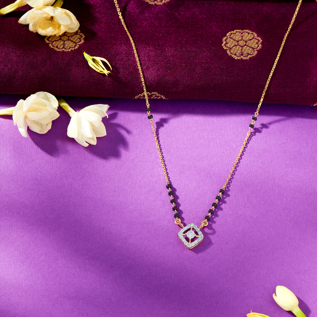 Stellar Square Gold & Diamond Modern Mangalsutra For Women