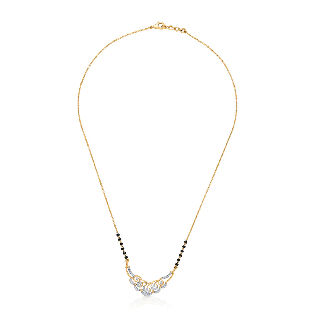 Sleek Style Gold & Diamond Modern Mangalsutra For Women