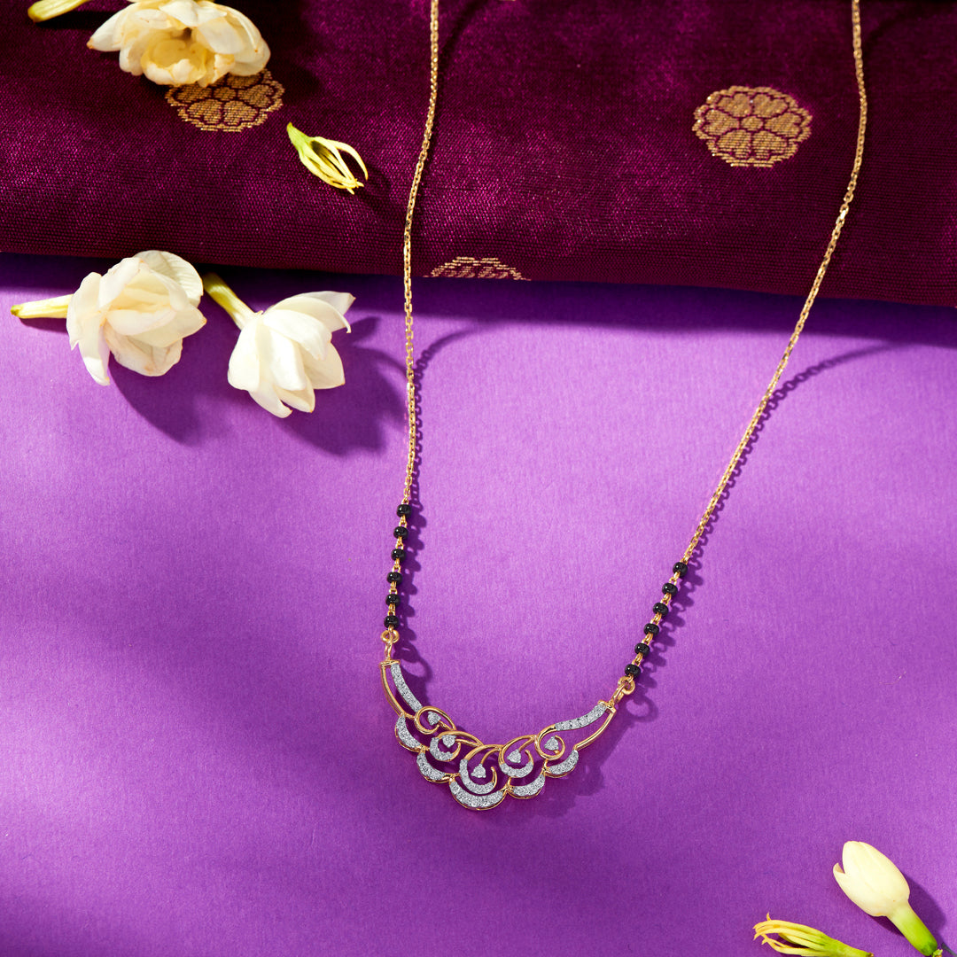 Sleek Style Gold & Diamond Modern Mangalsutra For Women